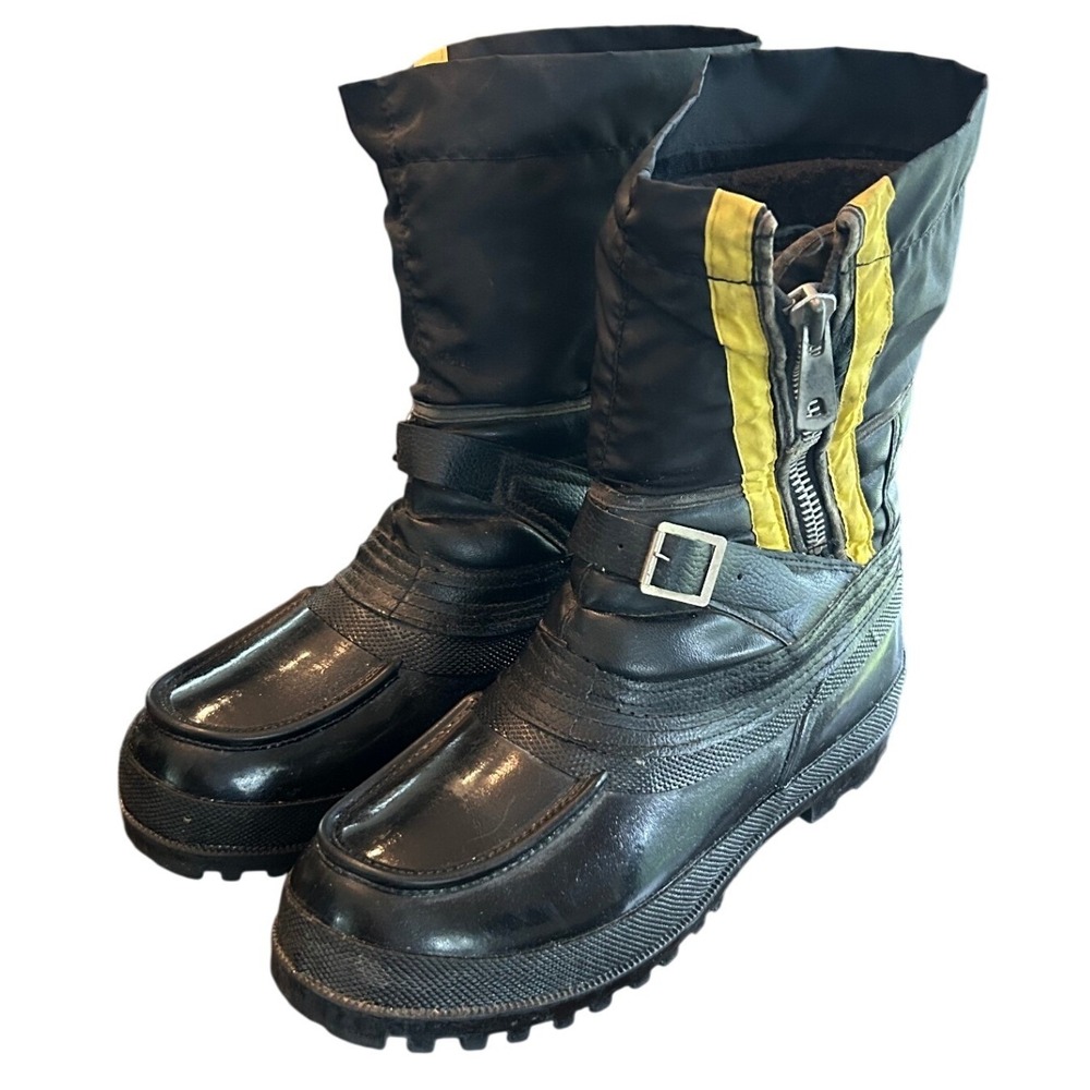 Vintage Insulated Chunky Snow Boots 8 Black YKK Zip Buckle Korea Wool Punk Retro